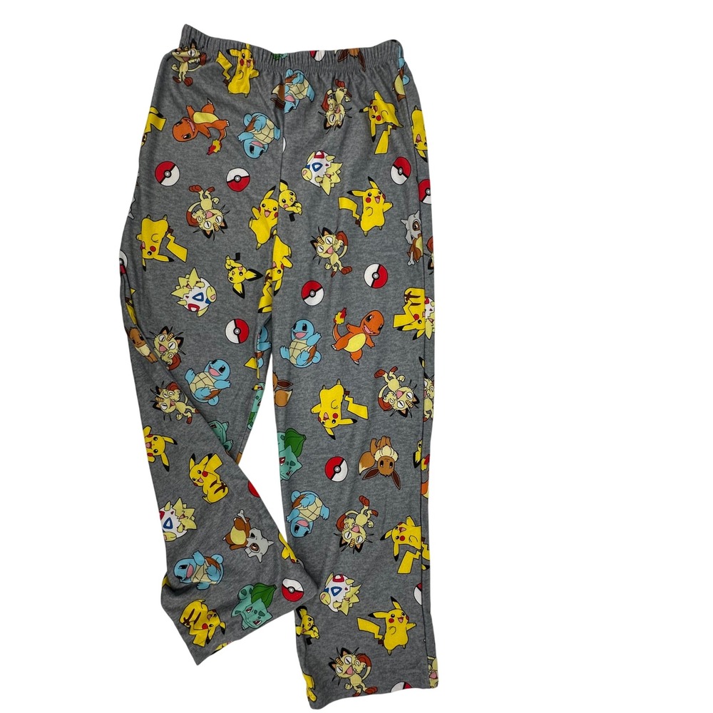 Pokemon‎ Pajama Pants XL (14/16) Gray Pikachu Charmander Squirtle Sleepwear Kids